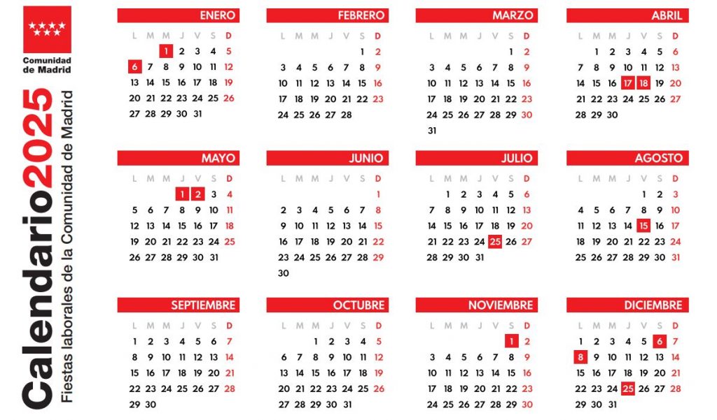 Calendario laboral 2025 madrid