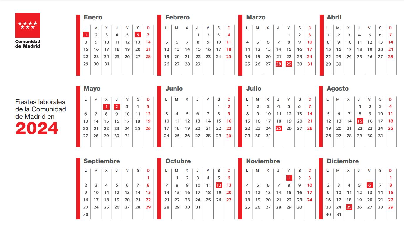 Calendario laboral 2024 madrid