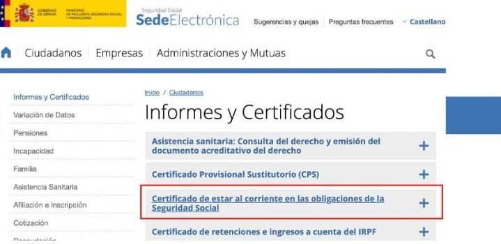 Certificado estar al corriente seguridad social