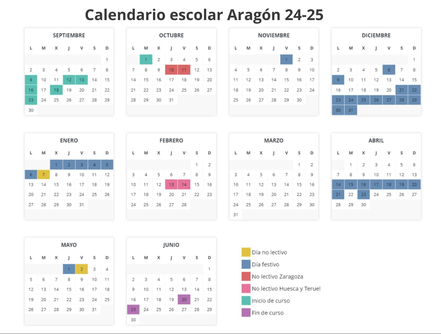 Calendario escolar aragon