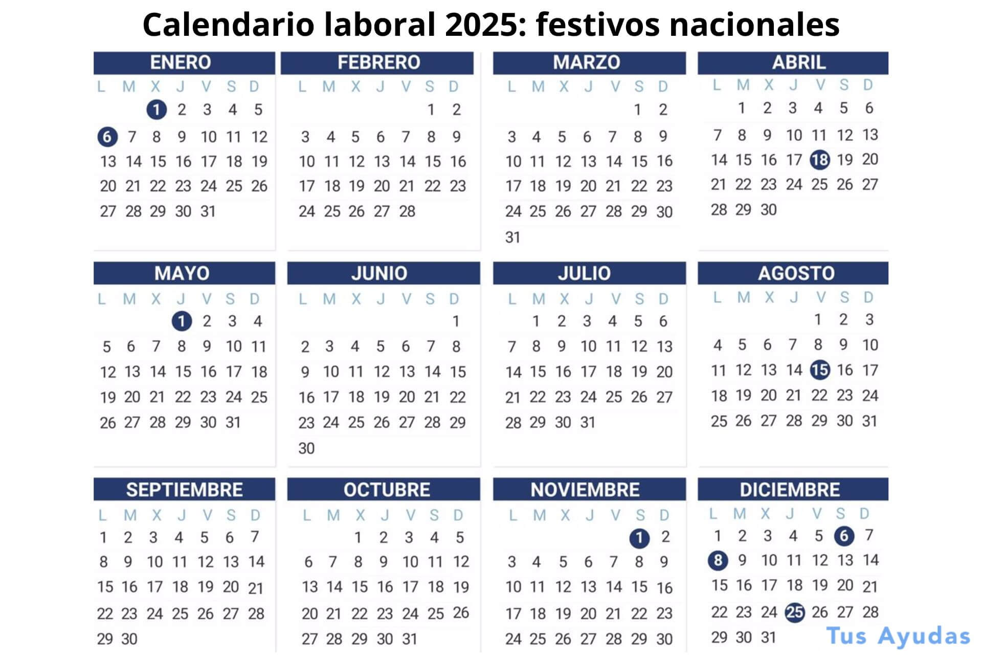 Calendario laboral y festivos 2025 en España |fechas oficiales