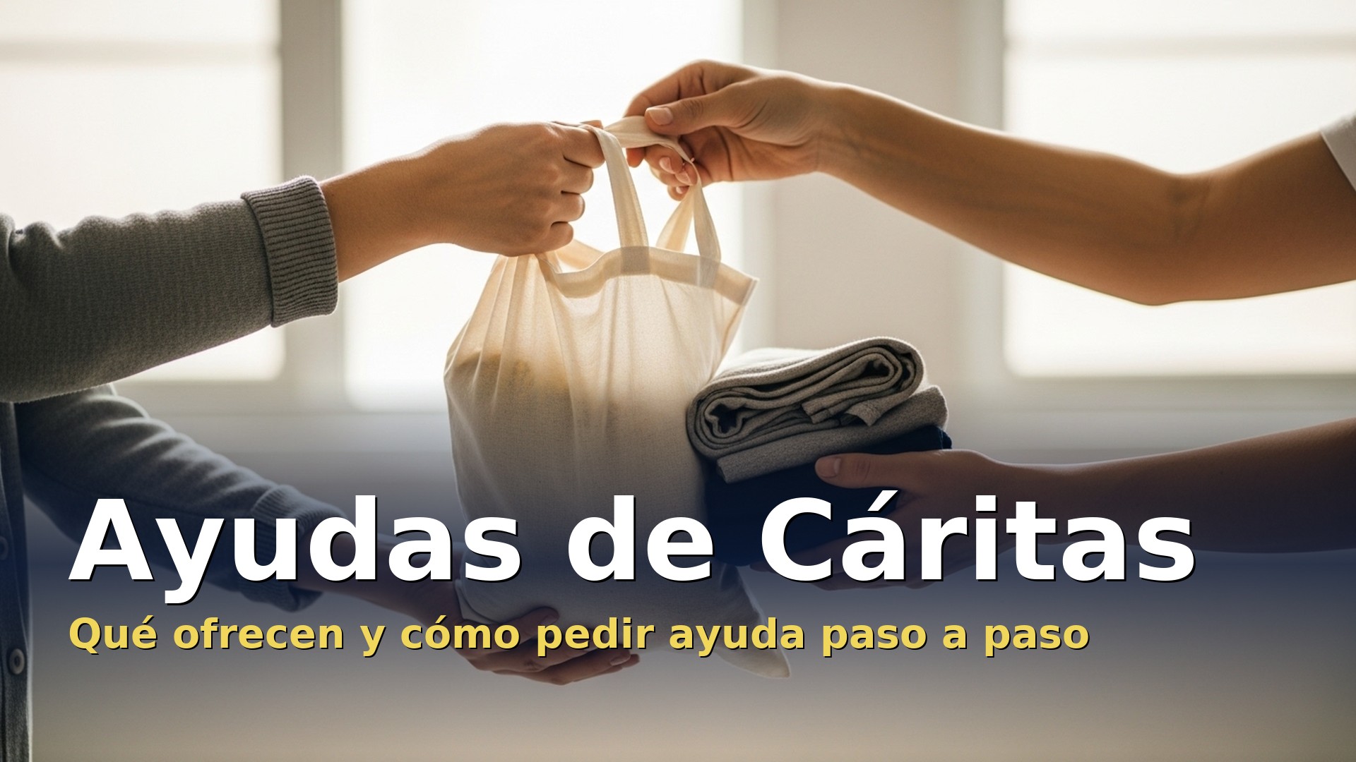 Ayudas de Cáritas: acogida y entrega de alimentos y ropa en un centro social