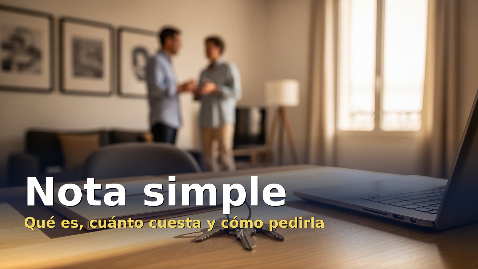 Nota simple del Registro de la Propiedad: llaves de una vivienda y documentación sobre la mesa