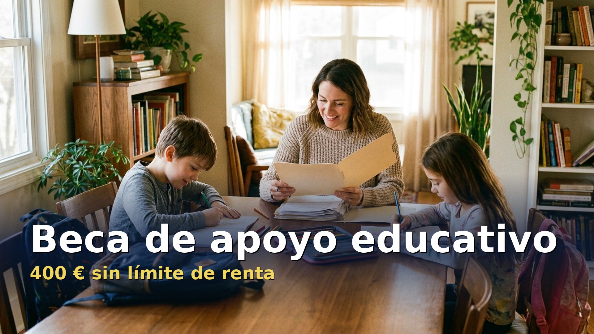 familia rellenando la solicitud de la beca de apoyo educativo de 400 euros