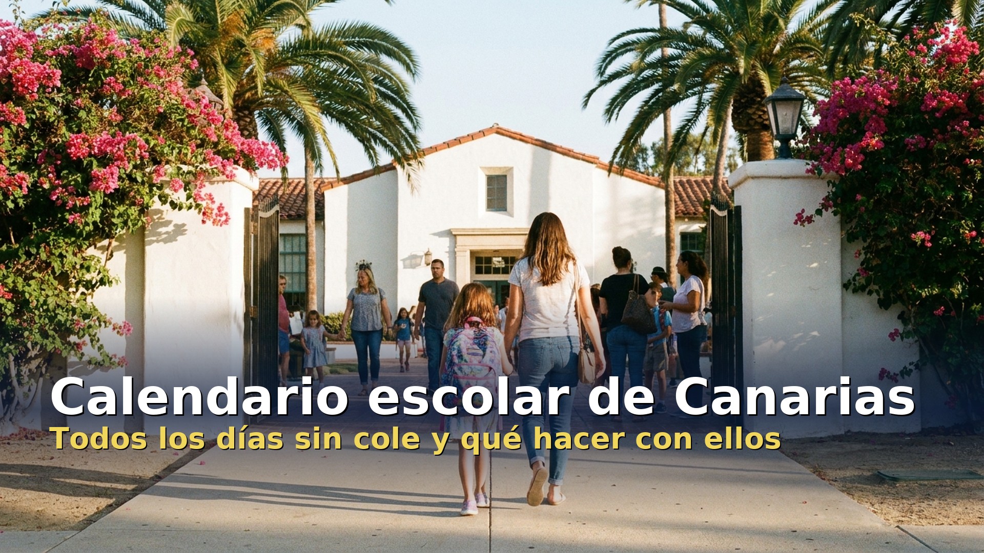 Calendario escolar de Canarias: madre y niña de camino al colegio el primer día de clase