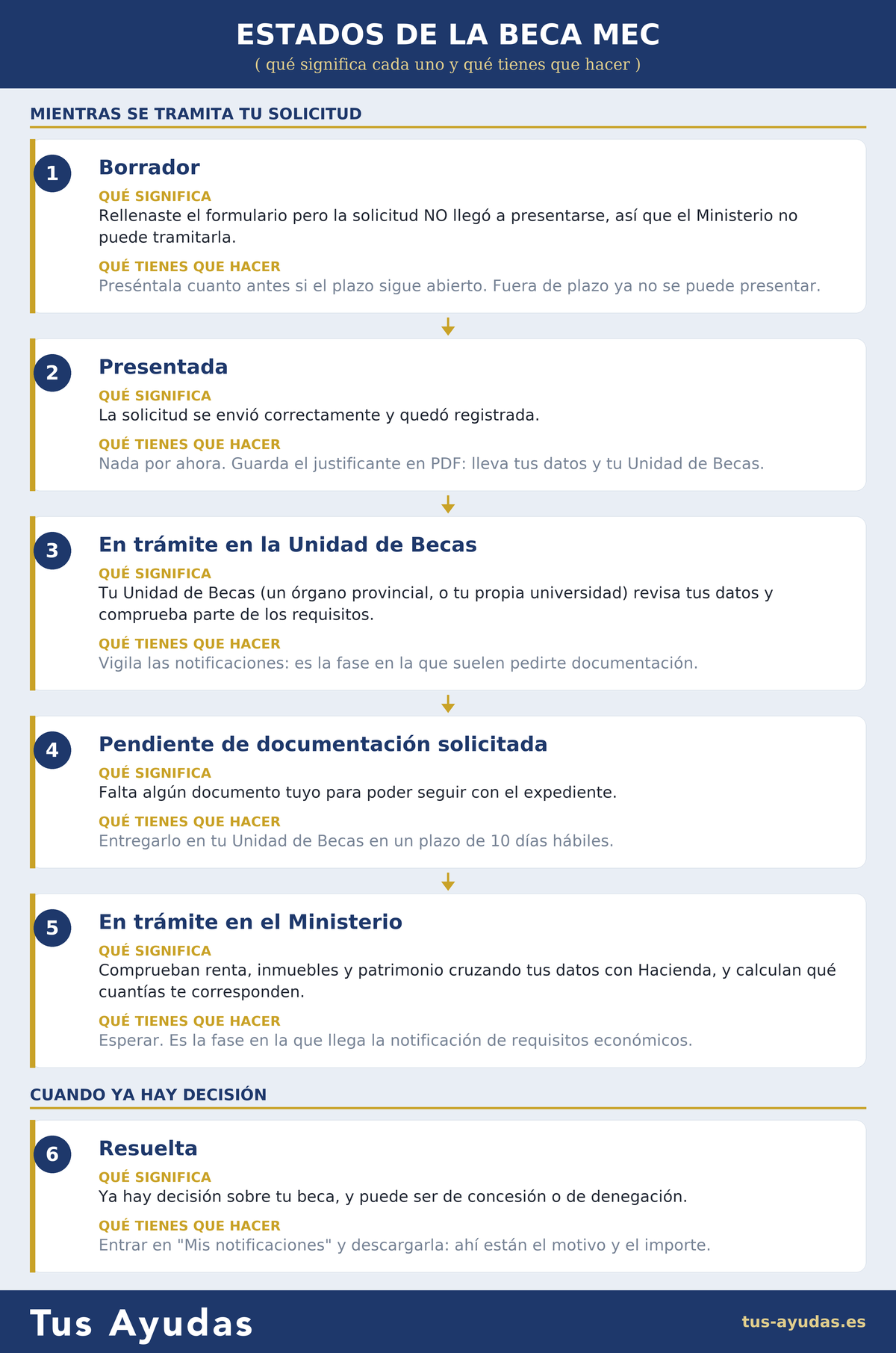 Estados de la beca MEC: qué significa cada uno y qué tienes que hacer