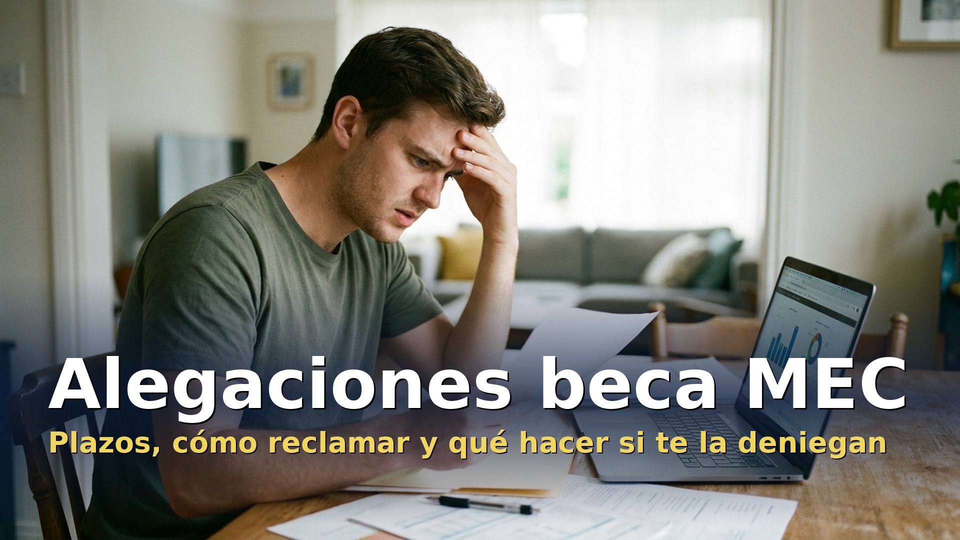 Estudiante revisando la resolucion provisional de la beca MEC para presentar alegaciones