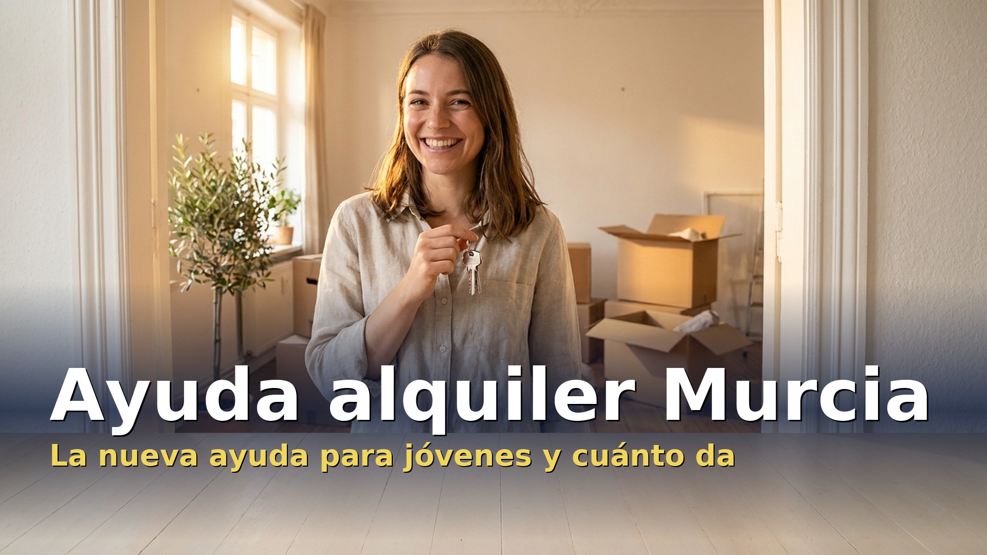Ayuda alquiler Murcia para jóvenes: joven con las llaves de su piso de alquiler