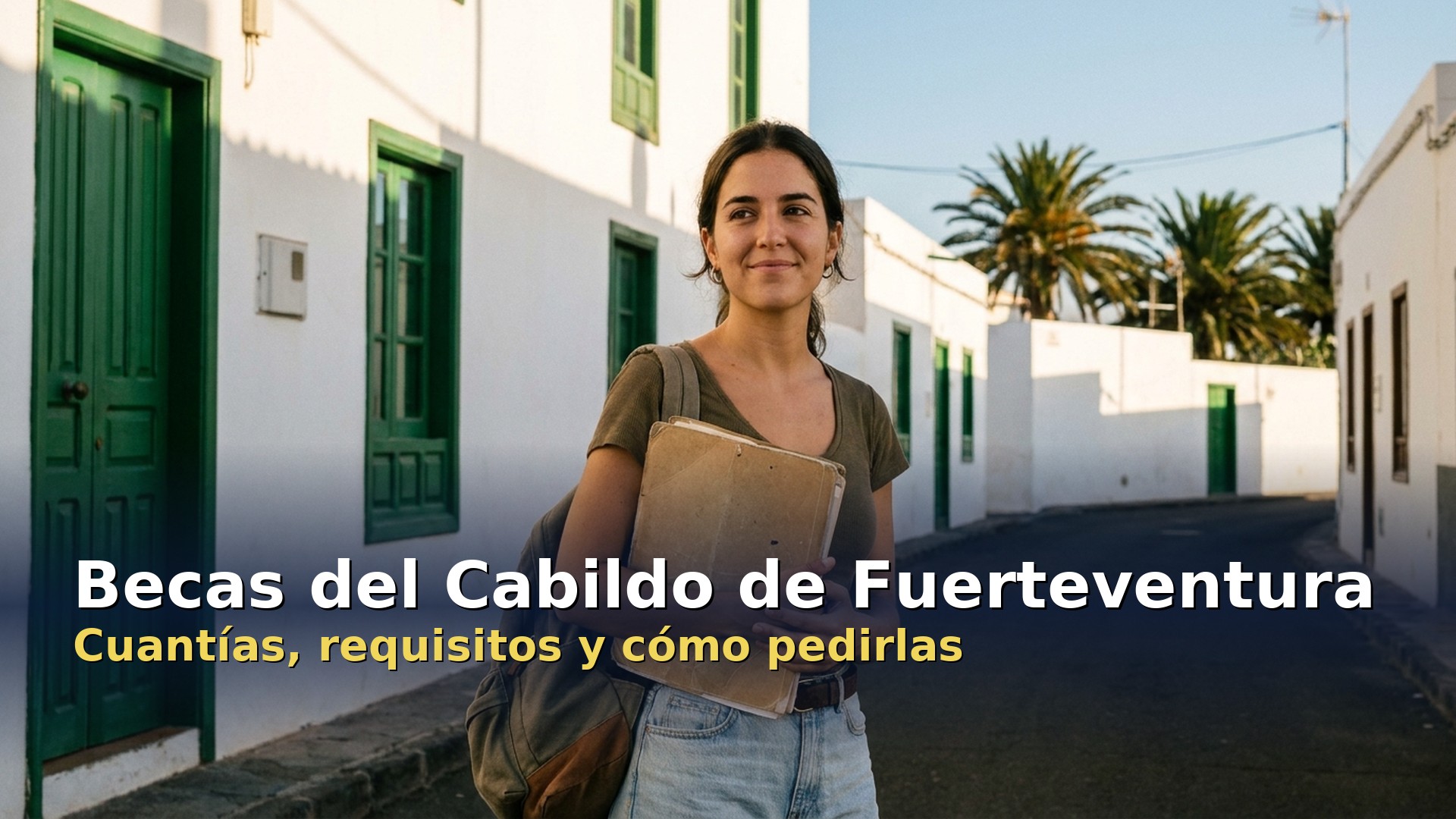 Becas del Cabildo de Fuerteventura: estudiante en una calle de la isla