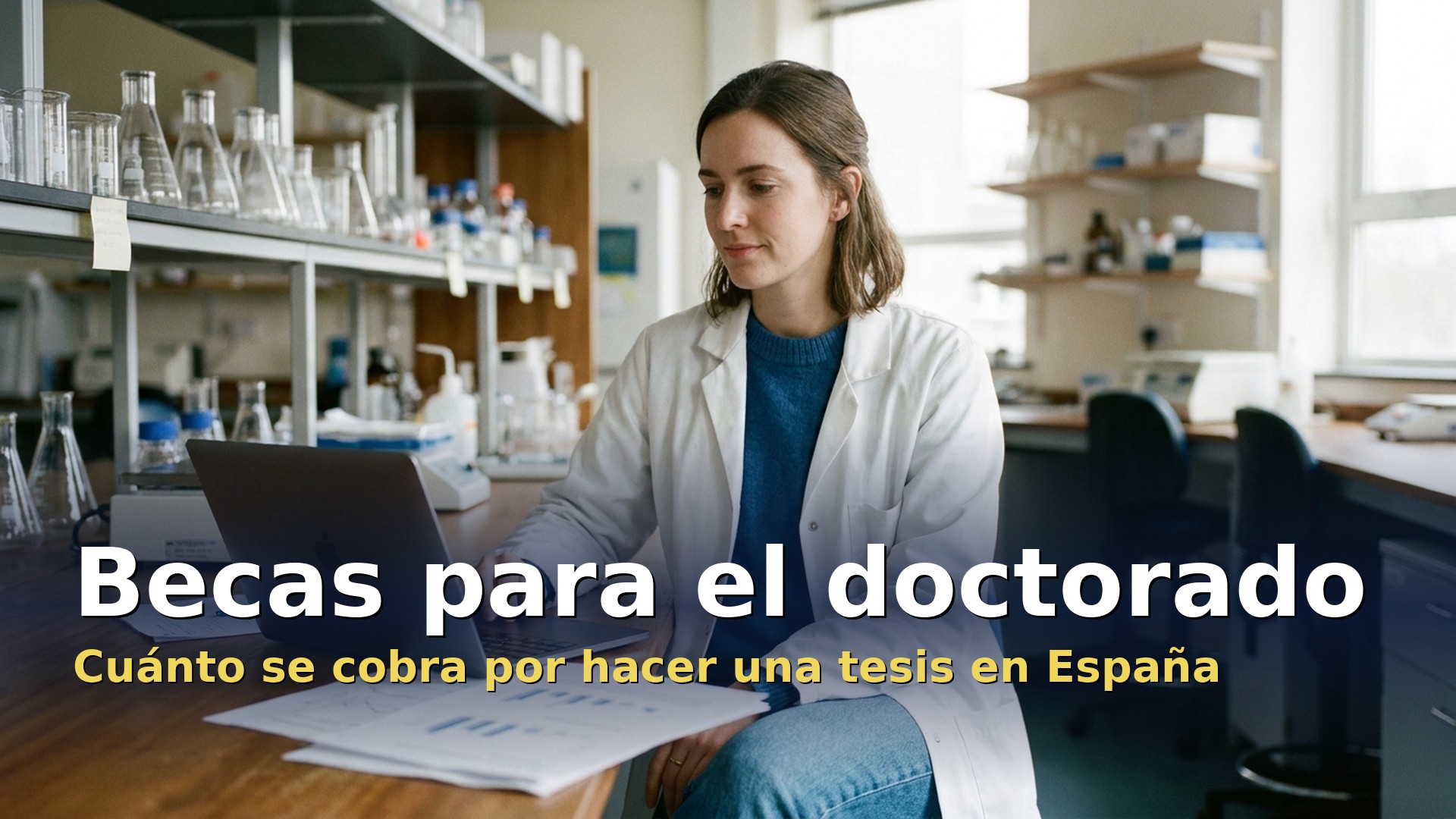 Becas para el doctorado: investigadora trabajando en un laboratorio universitario
