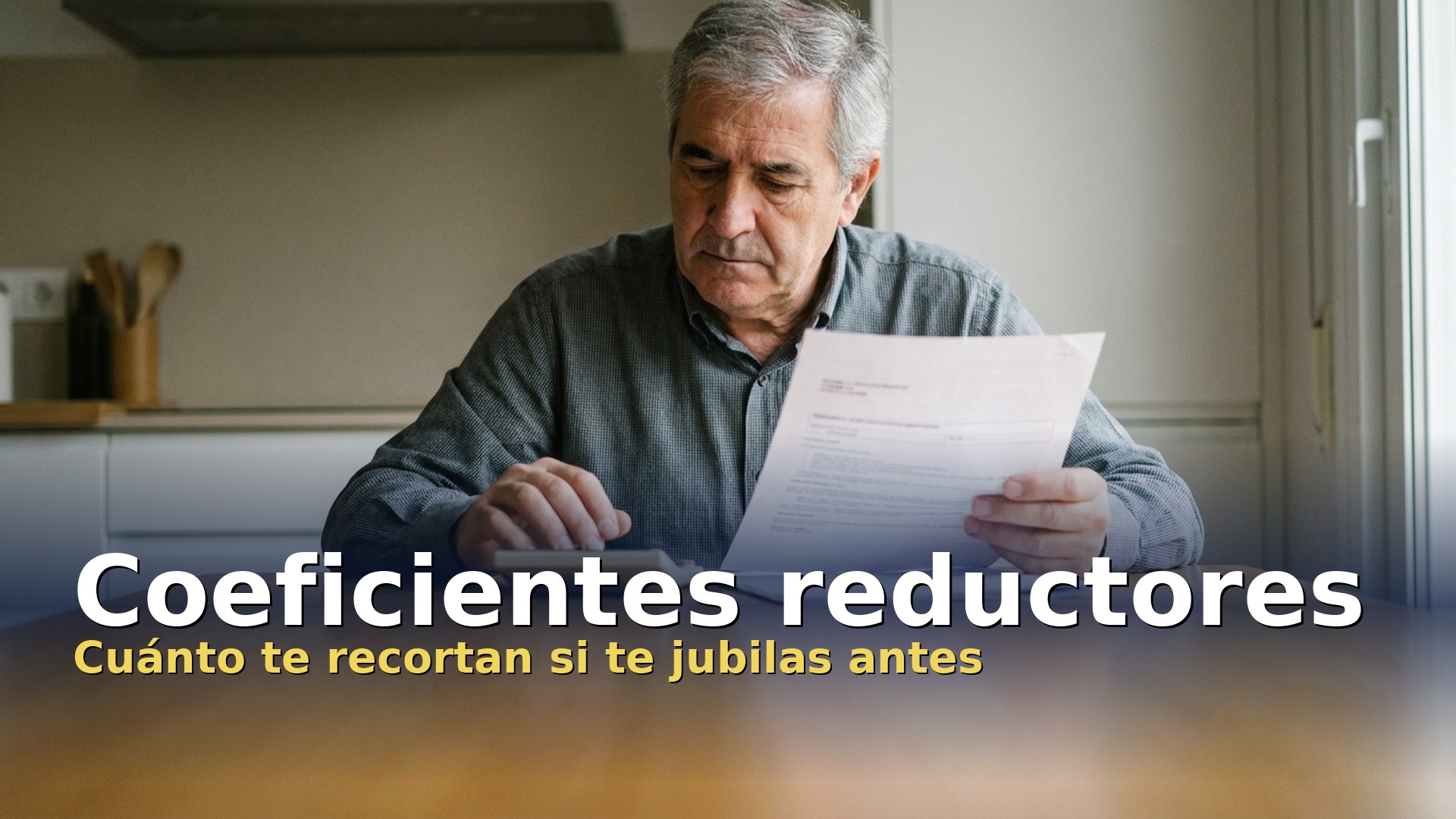 Coeficientes reductores de la jubilación anticipada: hombre calculando su pensión con una calculadora