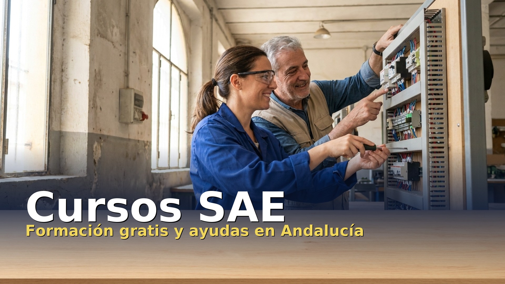 Cursos SAE: alumna en un curso gratis de instalaciones eléctricas del Servicio Andaluz de Empleo