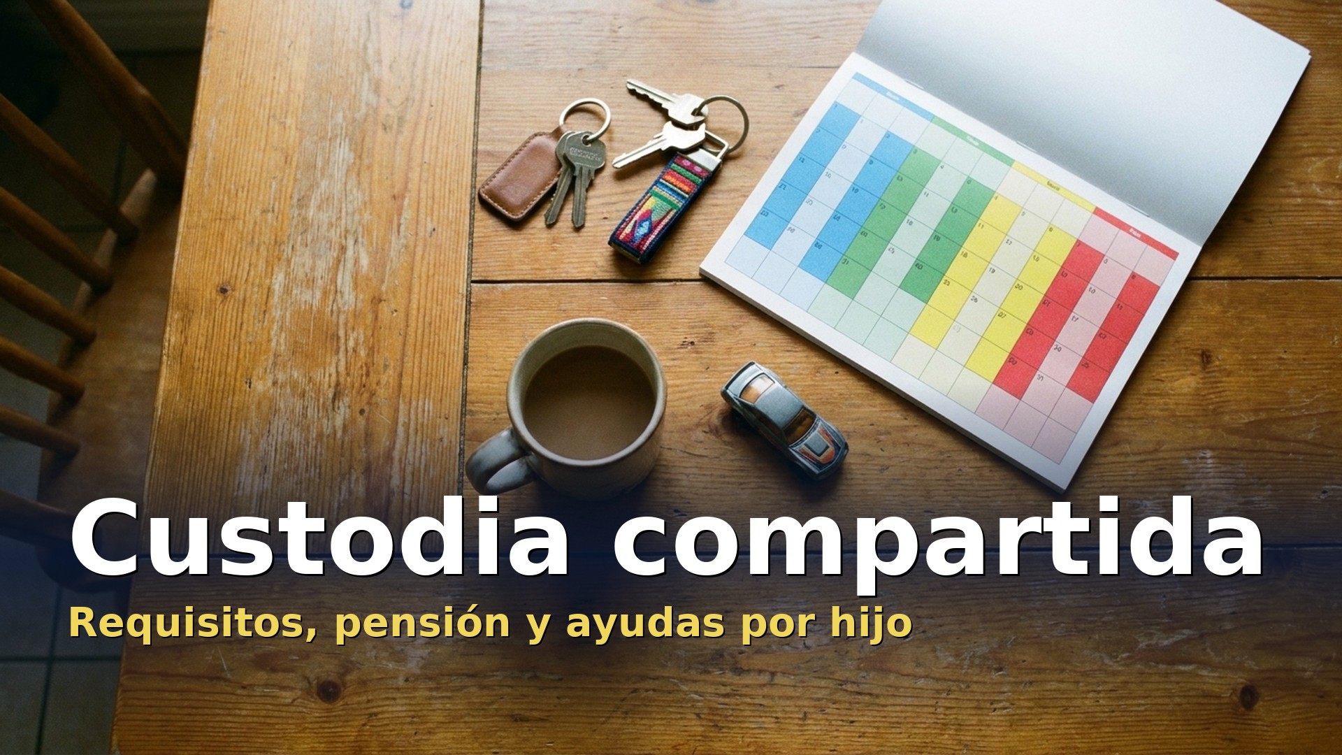 Custodia compartida: calendario de semanas alternas con las llaves de las dos casas