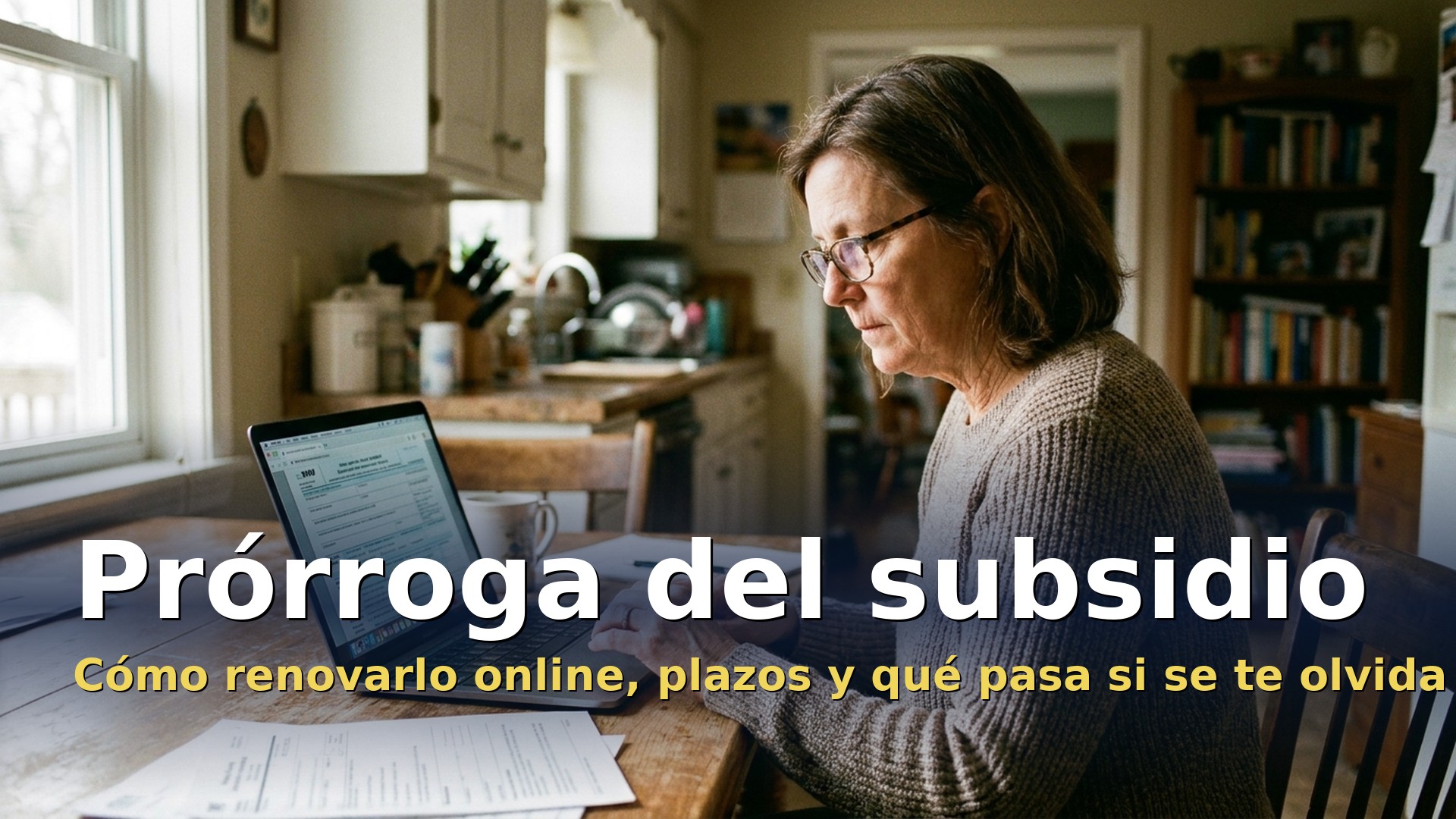 Prórroga del subsidio: una mujer tramitando el subsidio del SEPE por internet desde casa