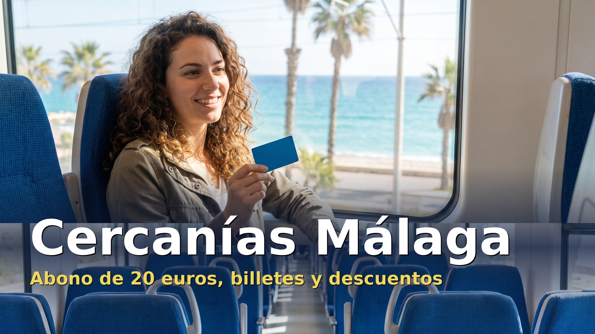 Cercanías Málaga: viajera con su tarjeta de transporte en un tren de la costa
